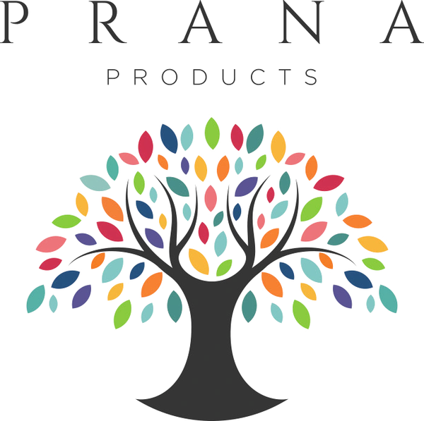 Prana Products logo: the Prana wordmark above a tree with multicoloured leaves